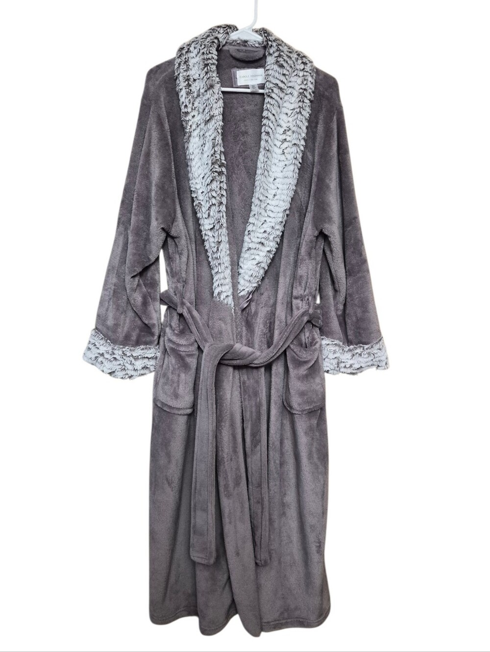 Carole Hochman Plush Faux Fur Collar Robe in Gray Purple